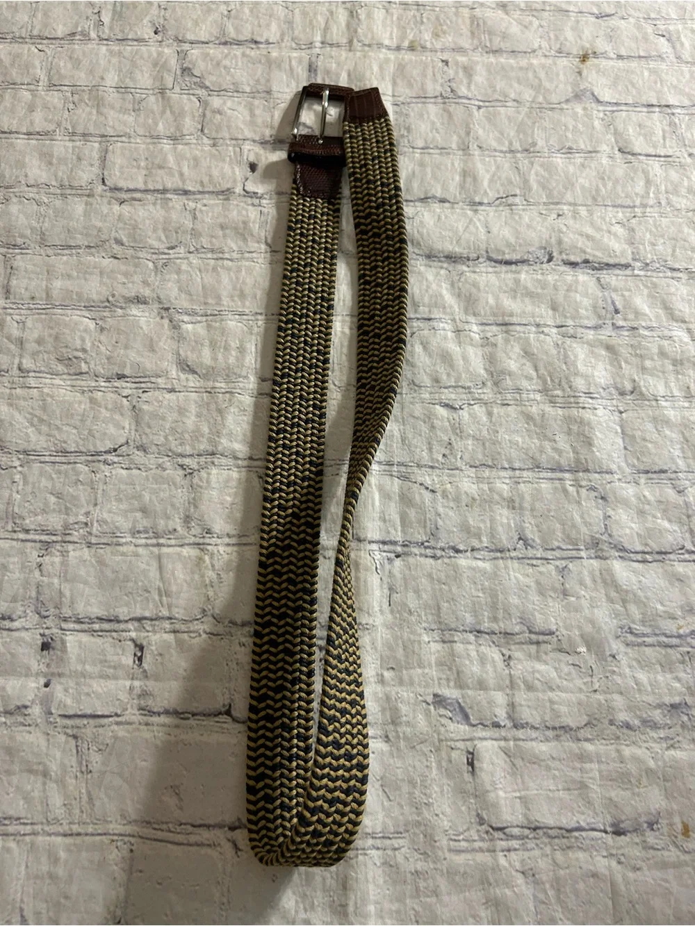 MEDICI FULL GRAIN LEATHER ON COWHIDE VTG & NAVY/TAN STRETCH CROC MEN BELTS